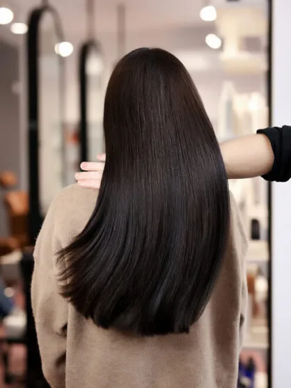 Spanish hair extensions with a smooth and refined appearance.